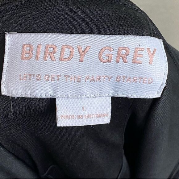 Birdy Grey Ash Maxi Dress Sz L Black Cowl Neck Crepe Bridesmaid Formal Goth - Picture 4 of 11